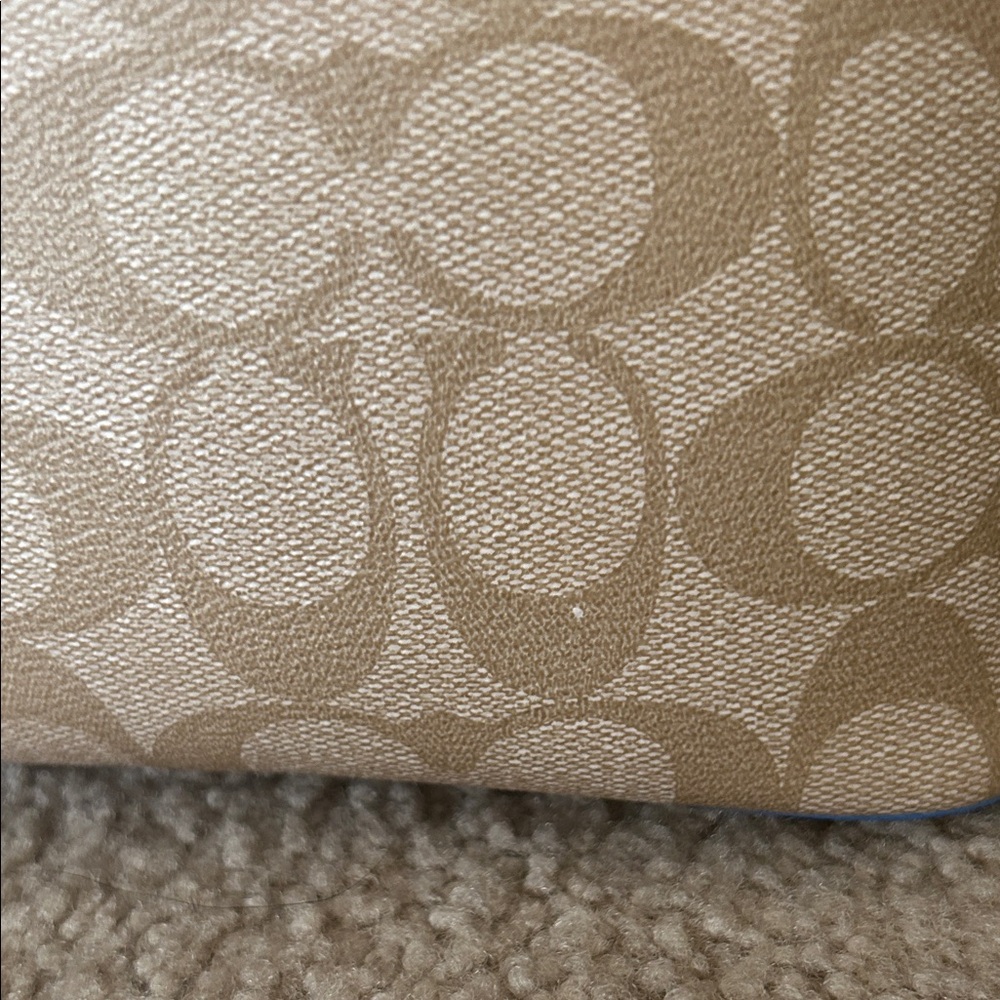 Coach Beige and Blue Stripe Tote - Picture 6 of 7